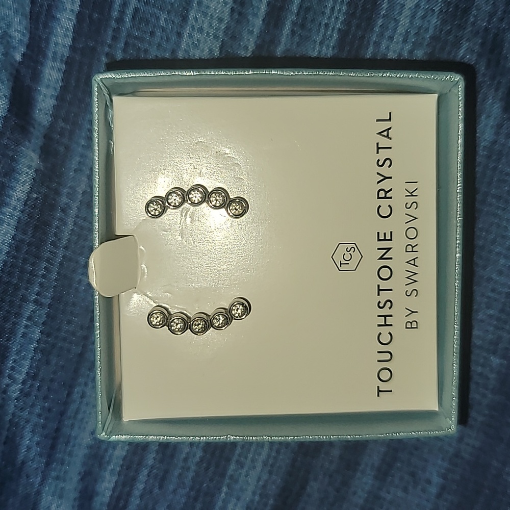 Touchstone Crystal Urban Climber Earrings New in Box Sterling Silver